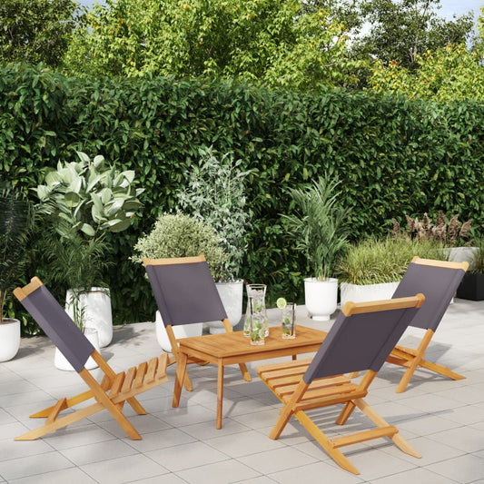 Tuinstoelen 4 st inklapbaar massief hout en stof antracietkleur is nu te koop bij PeponiXL, paradijselijk wonen!