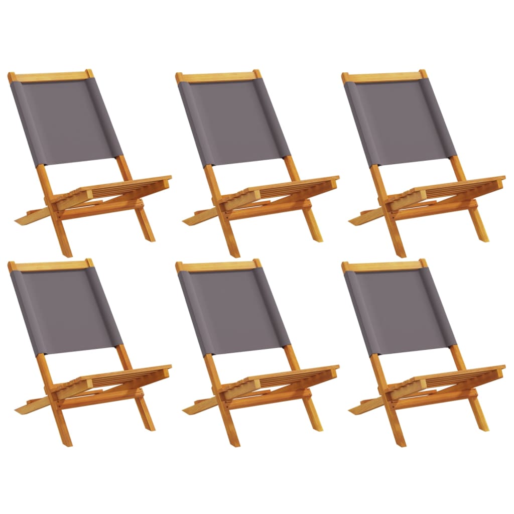 Tuinstoelen 6 st inklapbaar massief hout en stof antracietkleur is nu te koop bij PeponiXL, paradijselijk wonen!