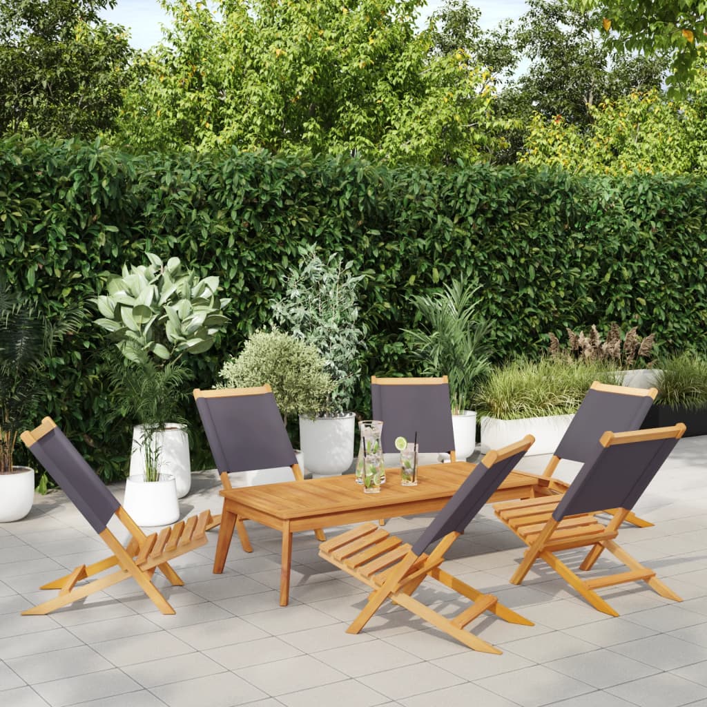 Tuinstoelen 6 st inklapbaar massief hout en stof antracietkleur is nu te koop bij PeponiXL, paradijselijk wonen!
