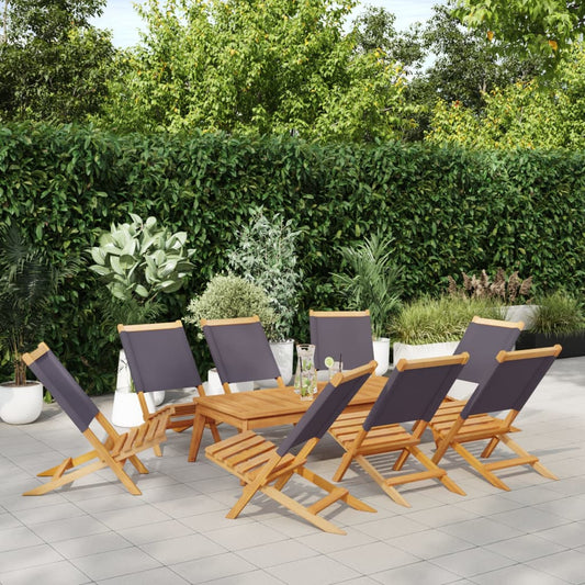 Tuinstoelen 8 st inklapbaar massief hout en stof antracietkleur is nu te koop bij PeponiXL, paradijselijk wonen!