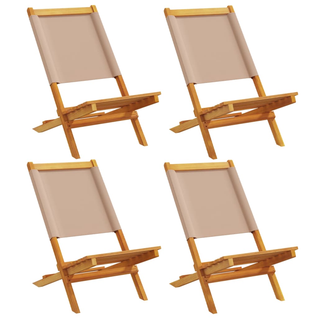 Tuinstoelen 4 st inklapbaar stof en massief hout taupe is nu te koop bij PeponiXL, paradijselijk wonen!