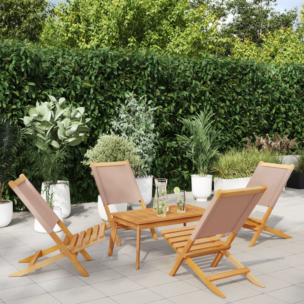 Tuinstoelen 4 st inklapbaar stof en massief hout taupe is nu te koop bij PeponiXL, paradijselijk wonen!