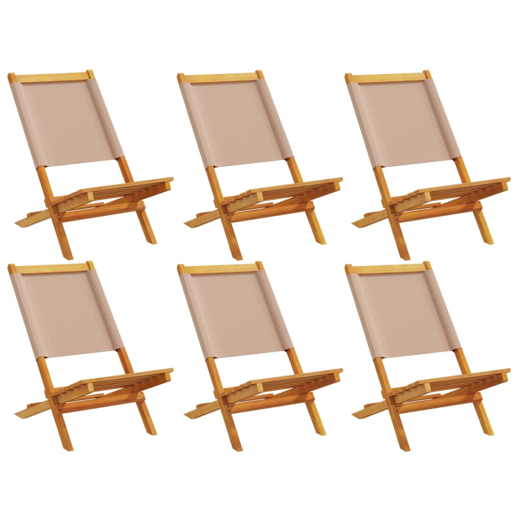 Tuinstoelen 6 st inklapbaar stof en massief hout taupe is nu te koop bij PeponiXL, paradijselijk wonen!
