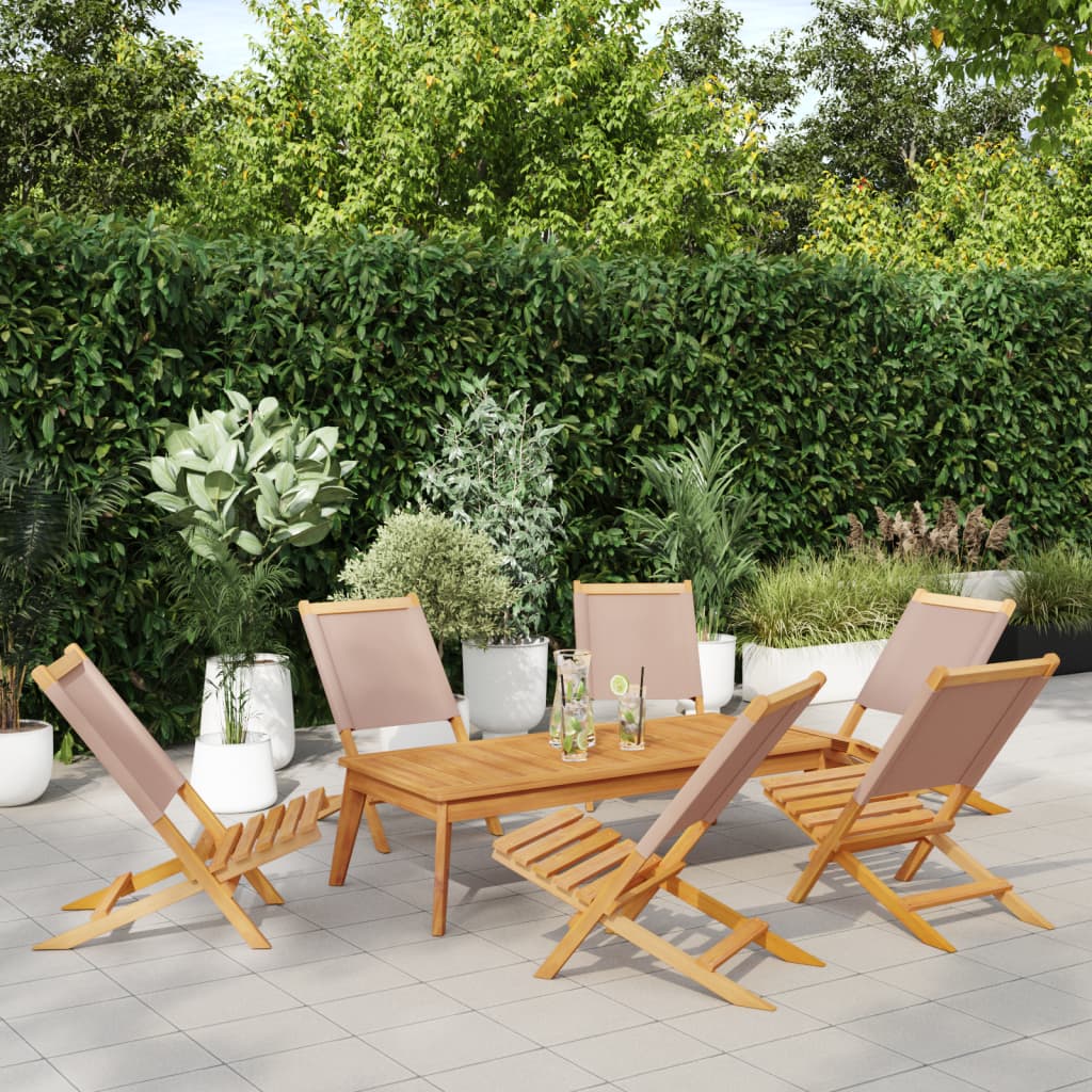 Tuinstoelen 6 st inklapbaar stof en massief hout taupe is nu te koop bij PeponiXL, paradijselijk wonen!