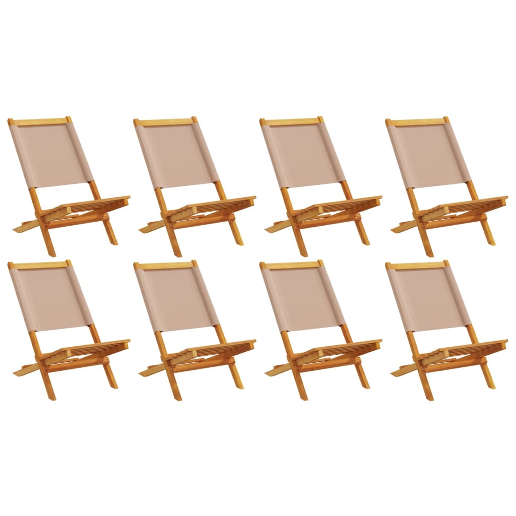 Tuinstoelen 8 st inklapbaar stof en massief hout taupe is nu te koop bij PeponiXL, paradijselijk wonen!