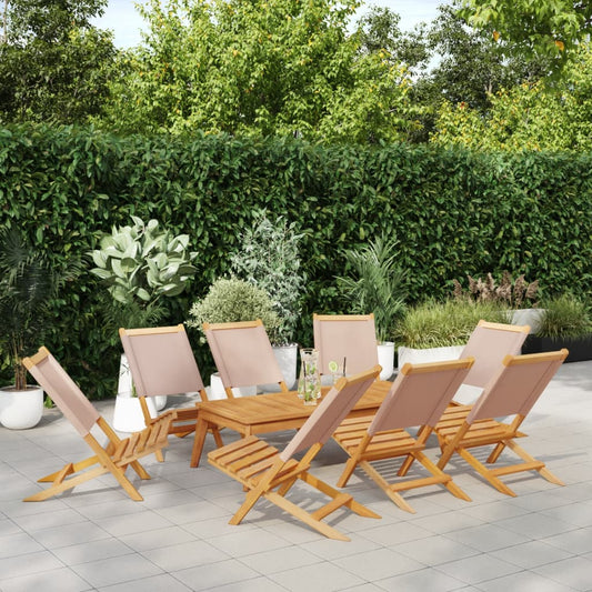 Tuinstoelen 8 st inklapbaar stof en massief hout taupe is nu te koop bij PeponiXL, paradijselijk wonen!