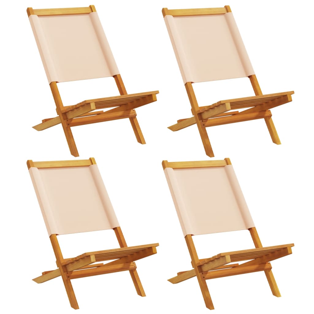 Tuinstoelen 4 st inklapbaar stof en massief hout beige is nu te koop bij PeponiXL, paradijselijk wonen!