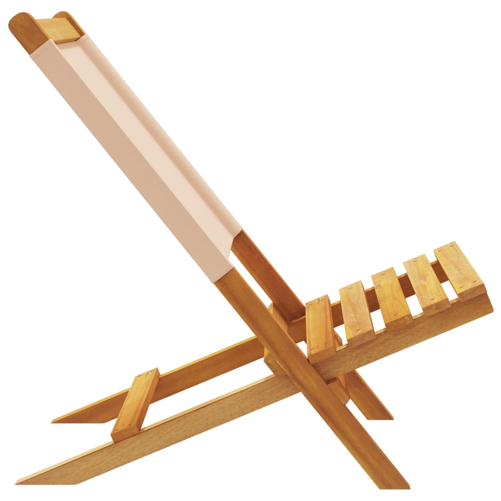 Tuinstoelen 4 st inklapbaar stof en massief hout beige is nu te koop bij PeponiXL, paradijselijk wonen!