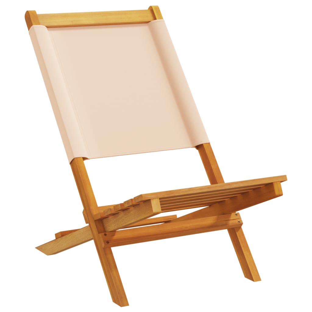 Tuinstoelen 6 st inklapbaar stof en massief hout beige is nu te koop bij PeponiXL, paradijselijk wonen!