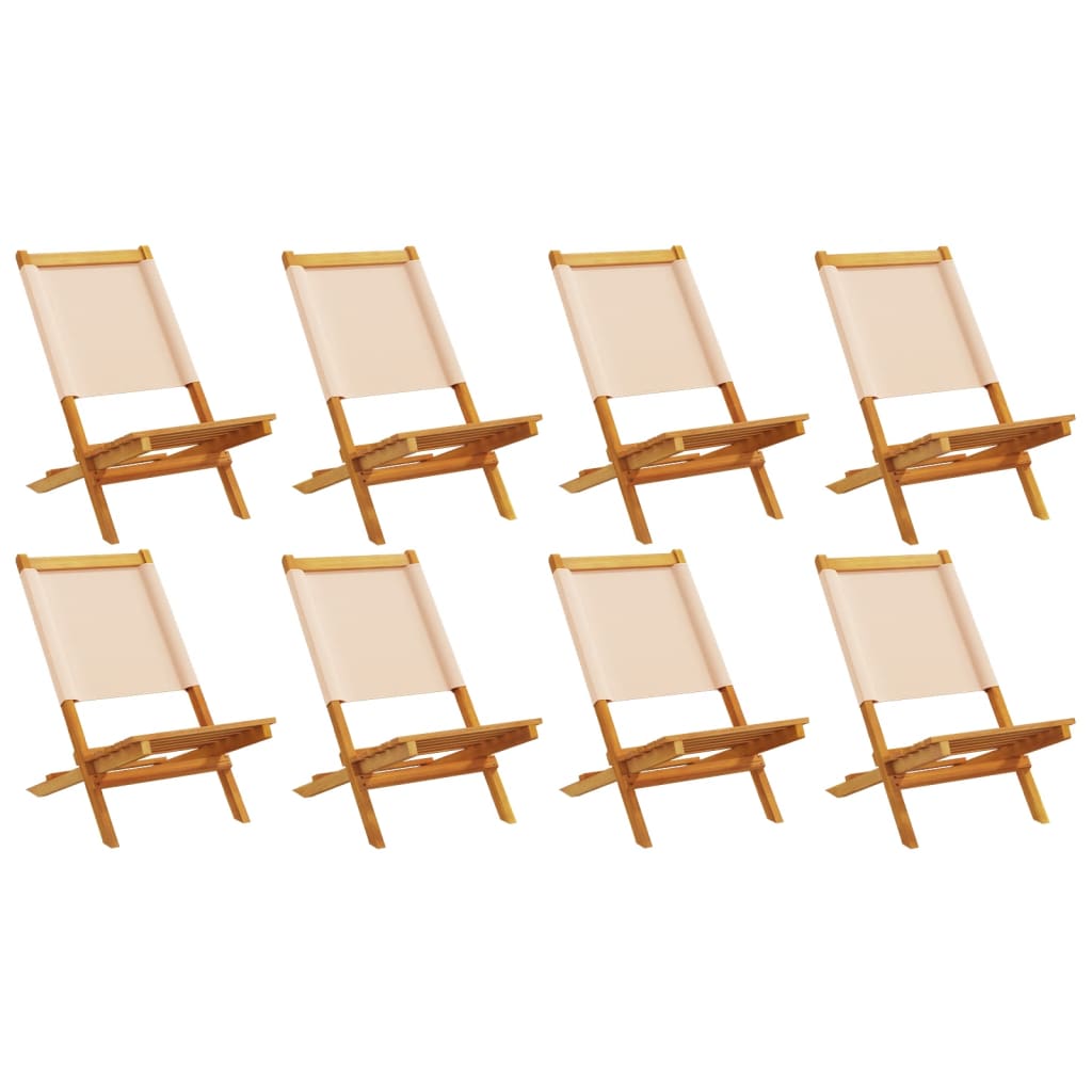 Tuinstoelen 8 st inklapbaar stof en massief hout beige is nu te koop bij PeponiXL, paradijselijk wonen!