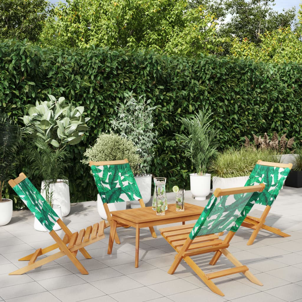 Tuinstoelen 4 st inklapbaar stof en massief hout groen is nu te koop bij PeponiXL, paradijselijk wonen!