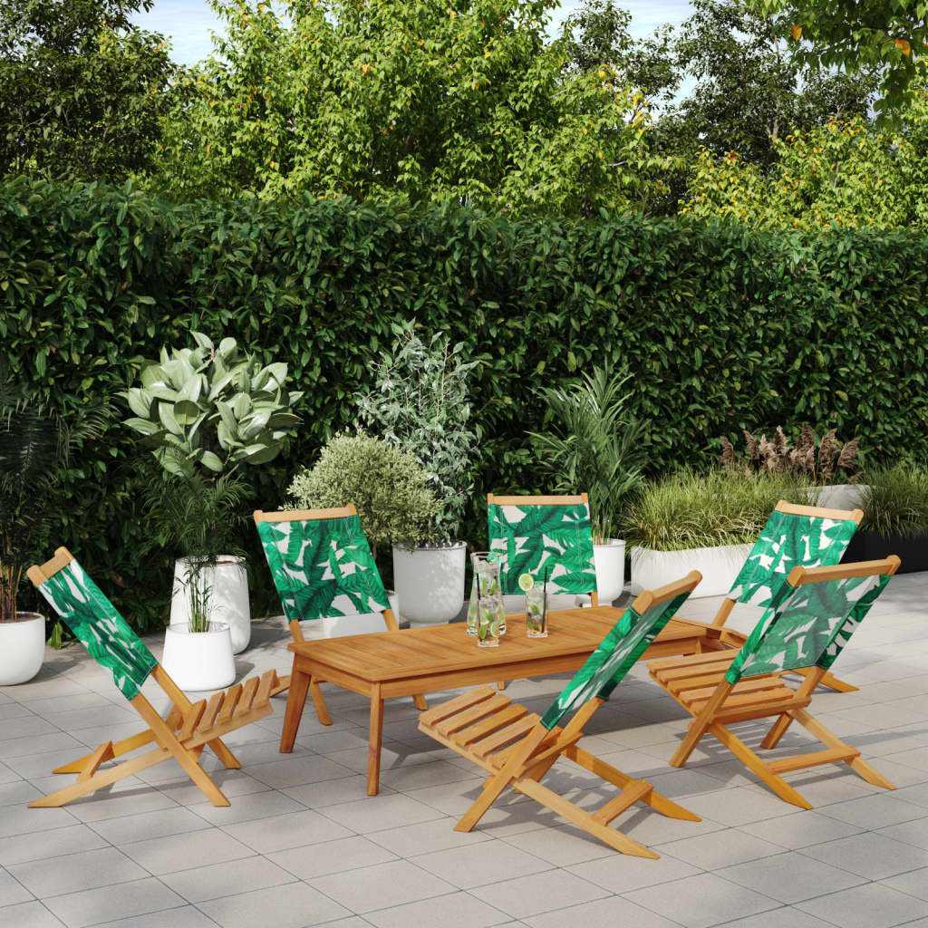 Tuinstoelen 6 st inklapbaar stof en massief hout groen is nu te koop bij PeponiXL, paradijselijk wonen!