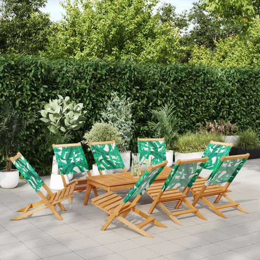 Tuinstoelen 8 st inklapbaar stof en massief hout groen is nu te koop bij PeponiXL, paradijselijk wonen!