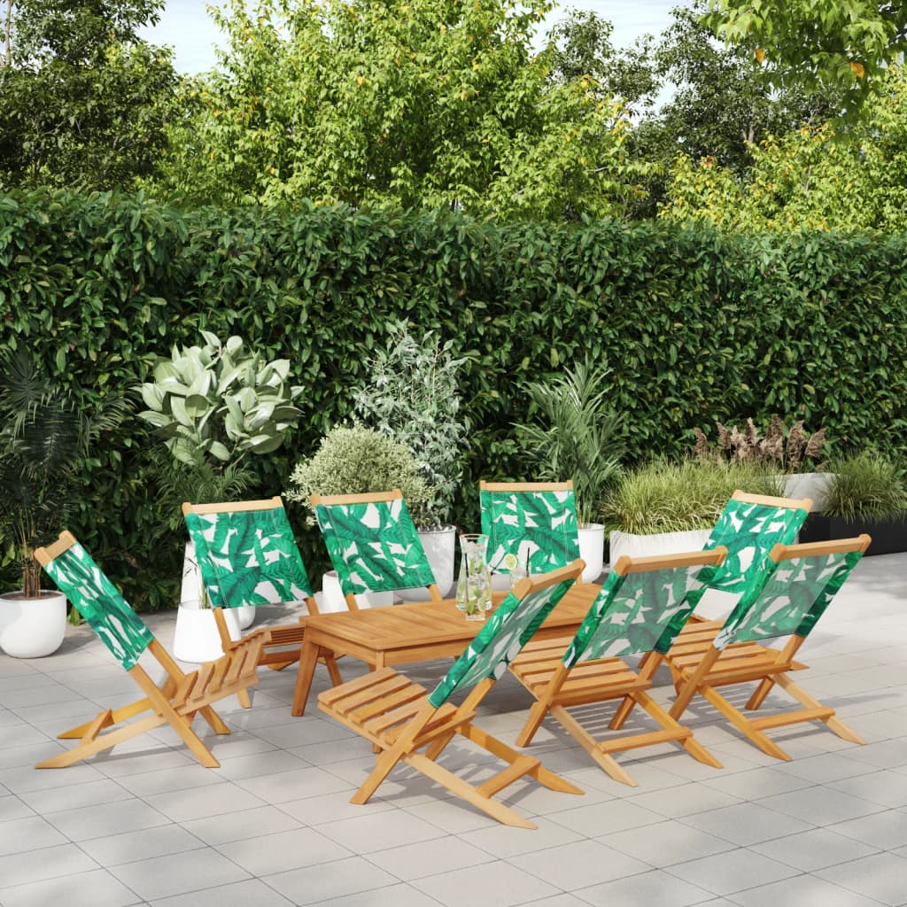 Tuinstoelen 8 st inklapbaar stof en massief hout groen is nu te koop bij PeponiXL, paradijselijk wonen!