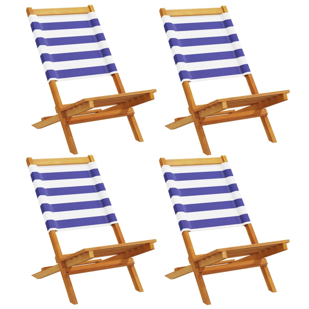 Tuinstoelen 4 st inklapbaar stof en massief hout blauw en wit is nu te koop bij PeponiXL, paradijselijk wonen!
