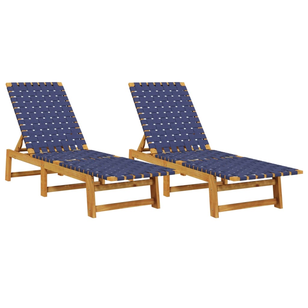 Ligbedden 2 st massief acaciahout en stof donkerblauw is nu te koop bij PeponiXL, paradijselijk wonen!