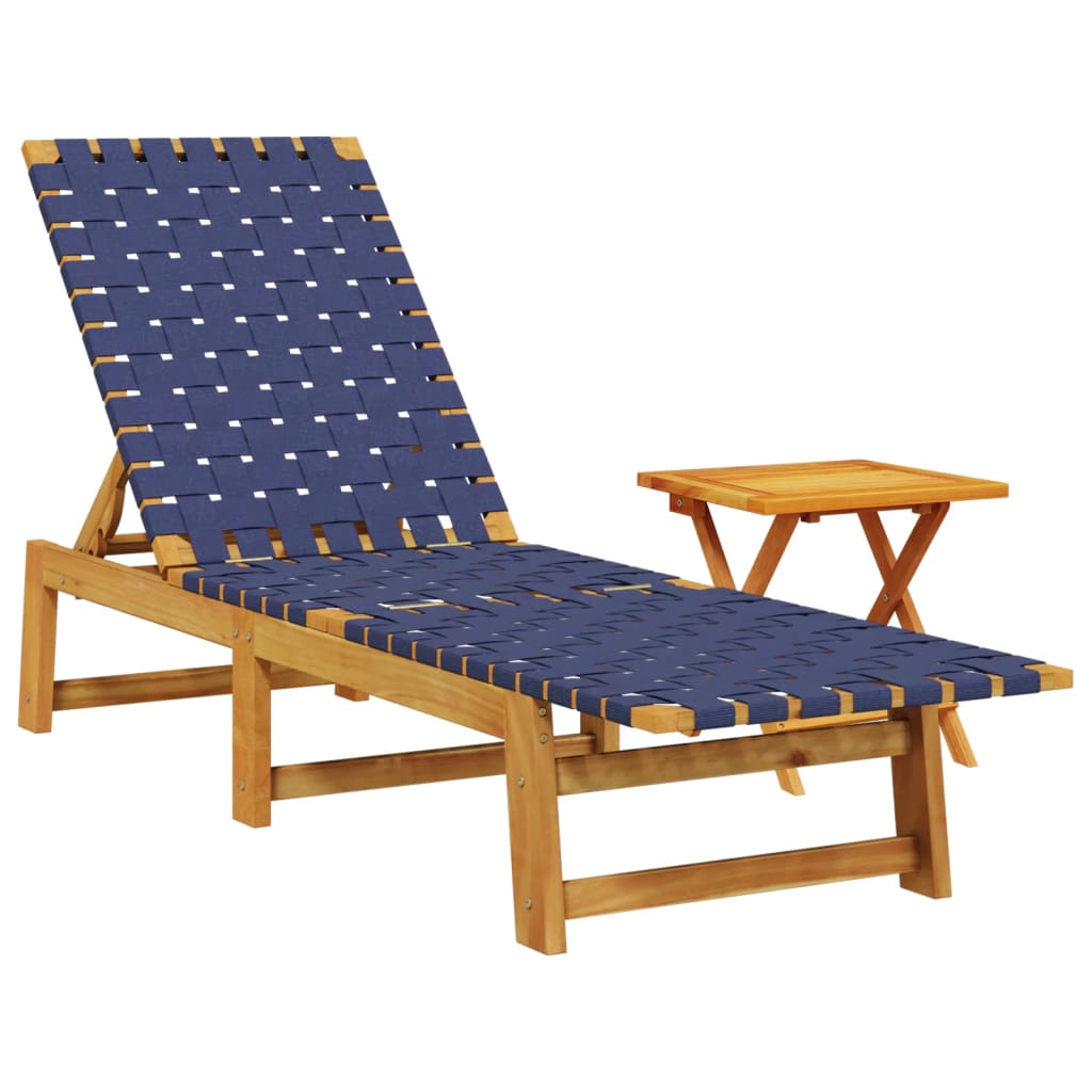 Ligbed met tafel massief acaciahout en stof donkerblauw is nu te koop bij PeponiXL, paradijselijk wonen!