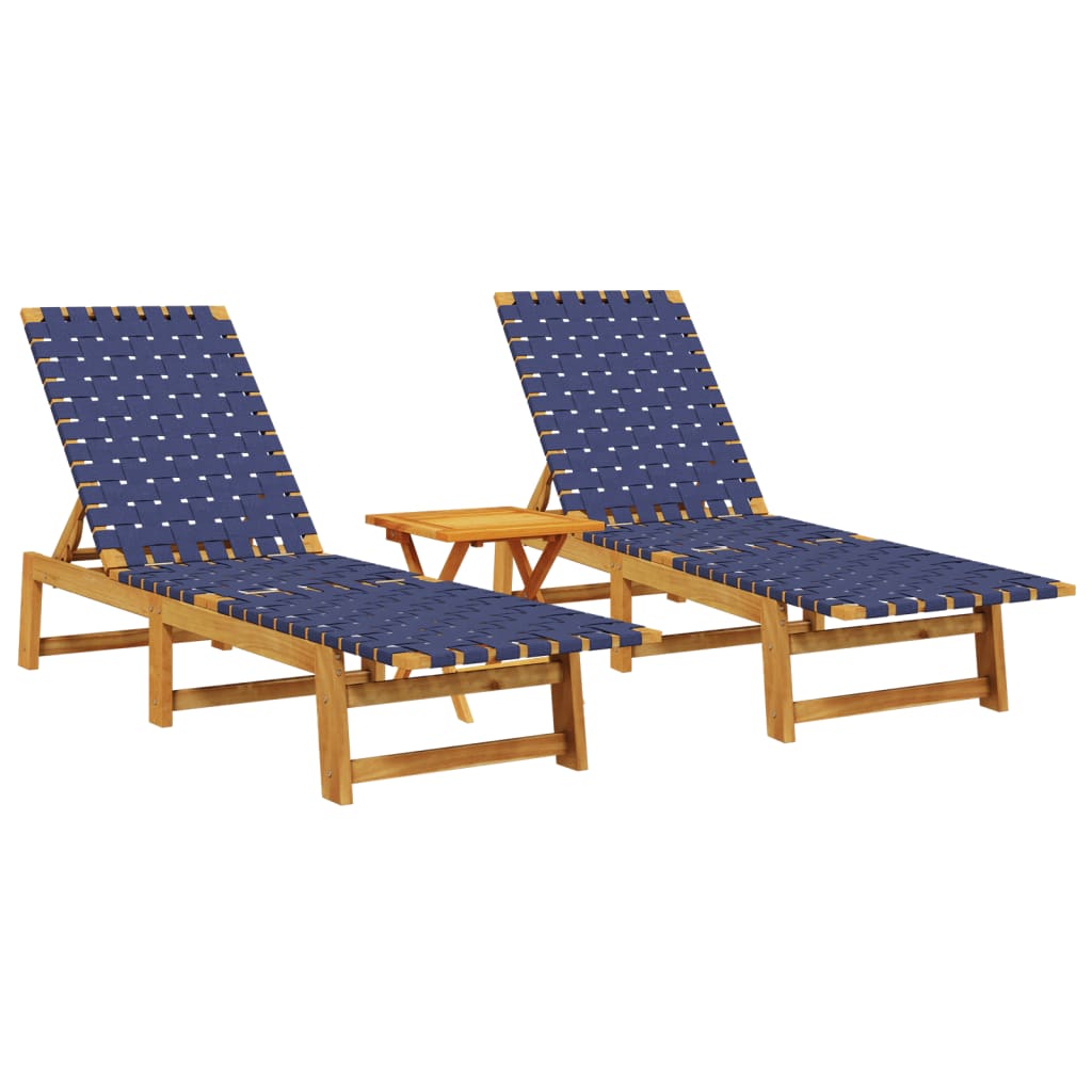 Ligbedden 2 st met tafel massief acaciahout donkerblauw is nu te koop bij PeponiXL, paradijselijk wonen!
