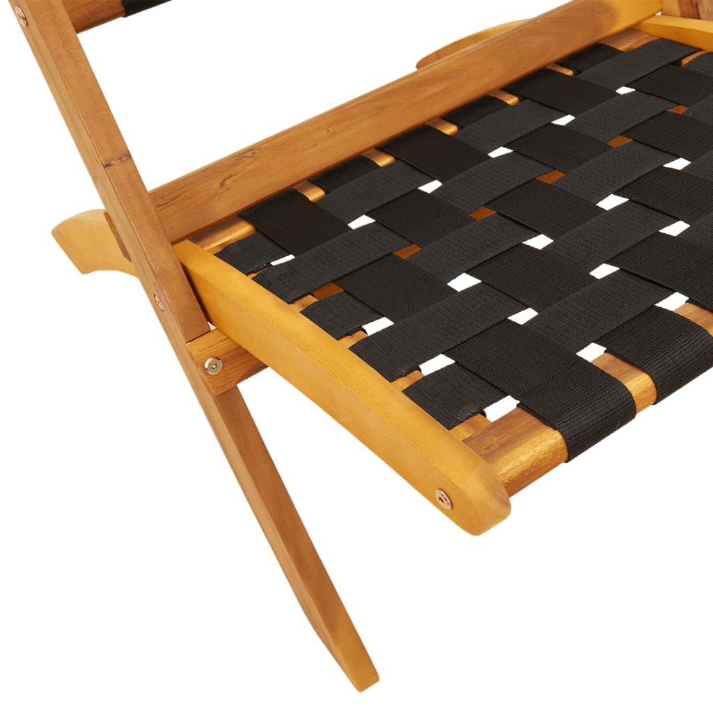 Tuinstoelen 2 st inklapbaar met tafel massief hout zwart is nu te koop bij PeponiXL, paradijselijk wonen!