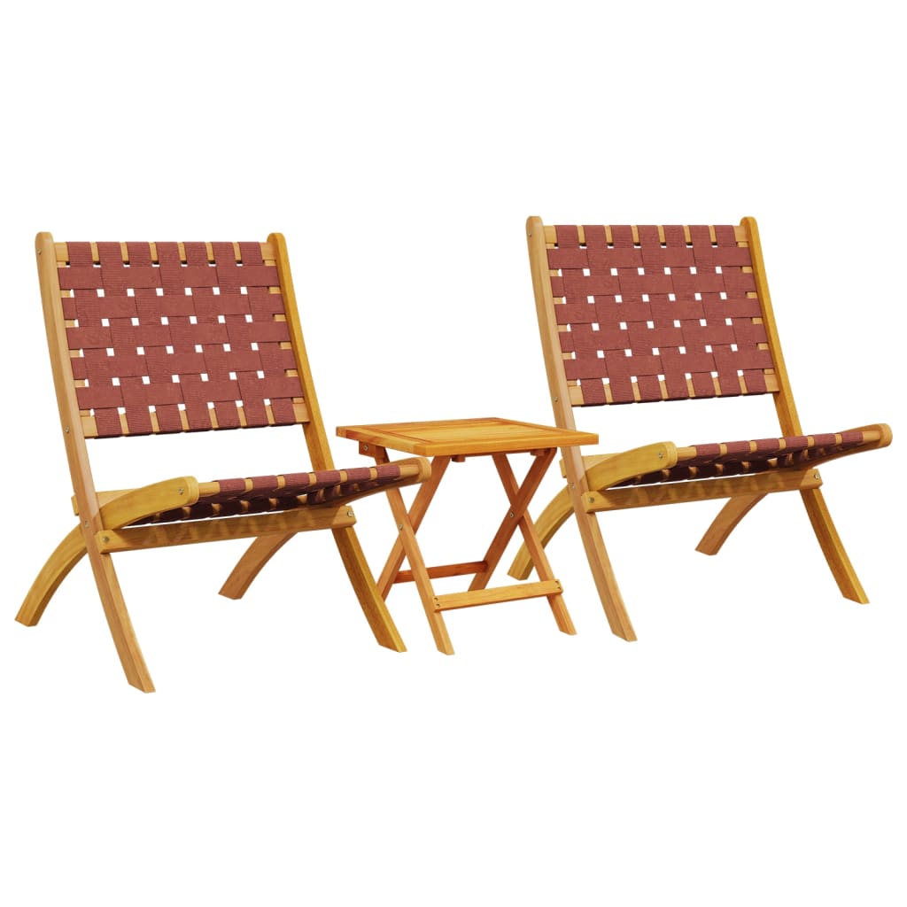 Tuinstoelen 2 st inklapbaar met tafel massief hout rood is nu te koop bij PeponiXL, paradijselijk wonen!
