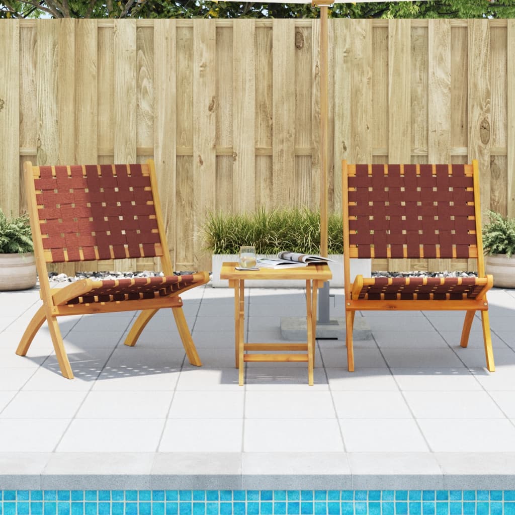 Tuinstoelen 2 st inklapbaar met tafel massief hout rood is nu te koop bij PeponiXL, paradijselijk wonen!
