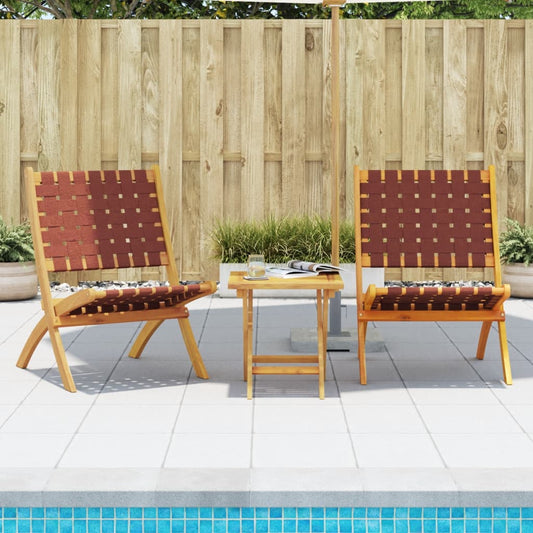 Tuinstoelen 2 st inklapbaar met tafel massief hout rood is nu te koop bij PeponiXL, paradijselijk wonen!