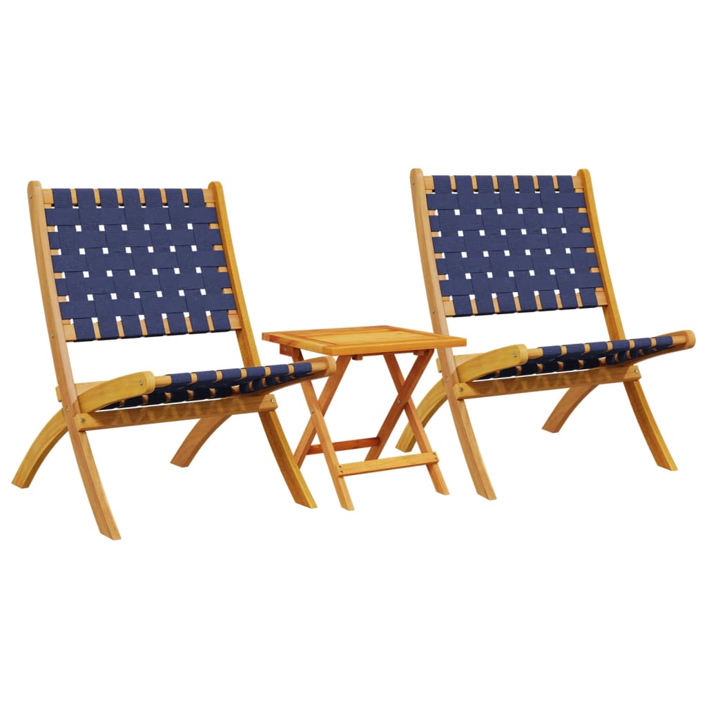 Tuinstoelen 2 st inklapbaar met tafel massief hout blauw is nu te koop bij PeponiXL, paradijselijk wonen!