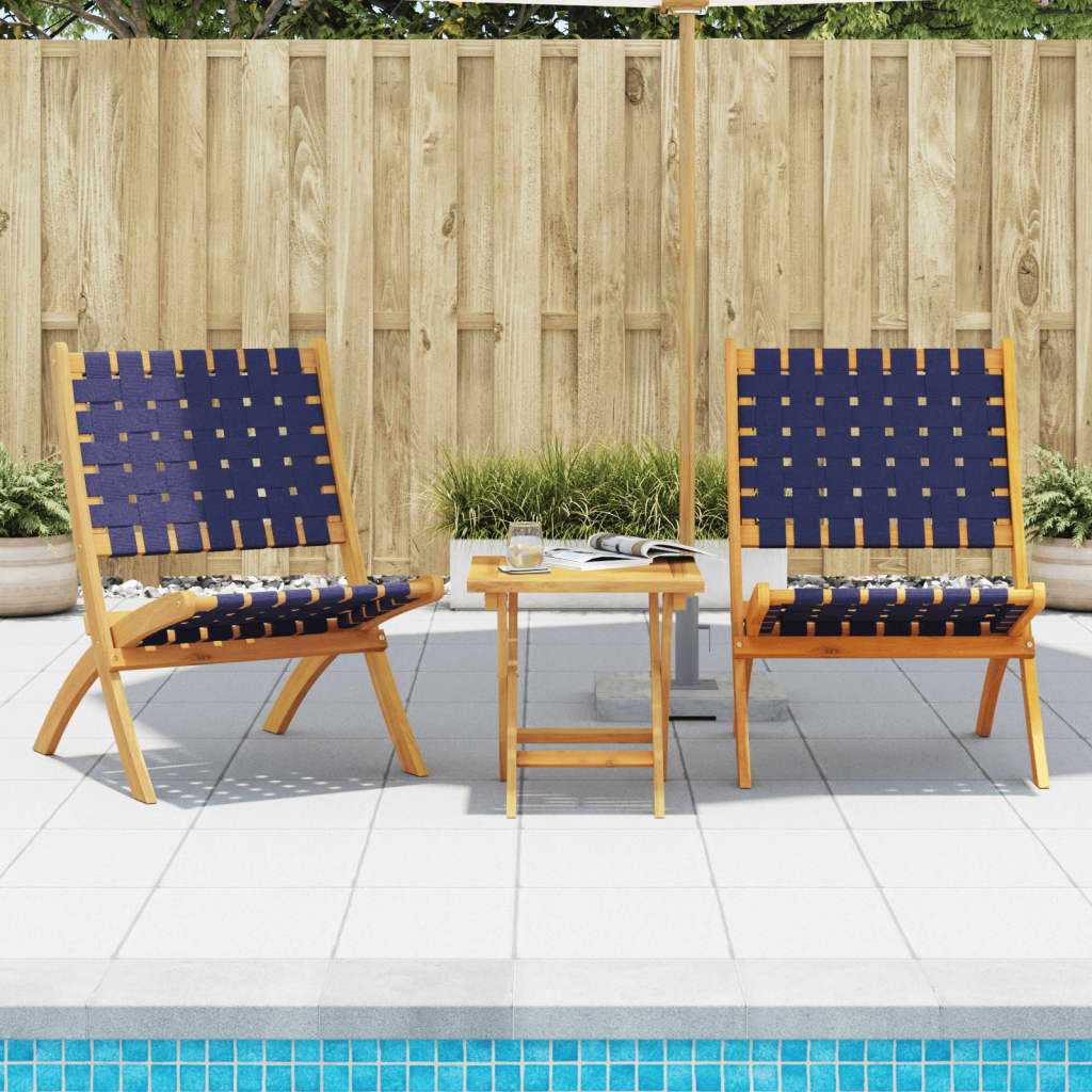 Tuinstoelen 2 st inklapbaar met tafel massief hout blauw is nu te koop bij PeponiXL, paradijselijk wonen!
