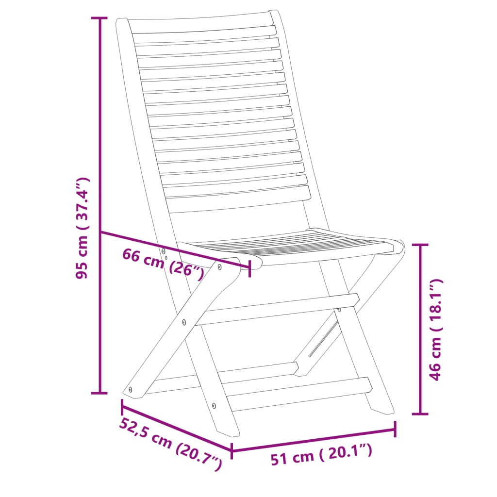 Tuinstoelen 6 st inklapbaar 51x66x95 cm massief acaciahout is nu te koop bij PeponiXL, paradijselijk wonen!
