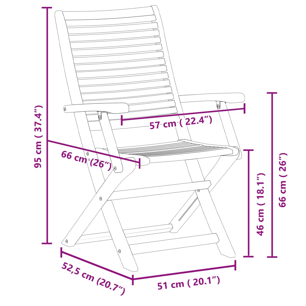 Tuinstoelen 4 st inklapbaar 57x66x95 cm massief acaciahout is nu te koop bij PeponiXL, paradijselijk wonen!