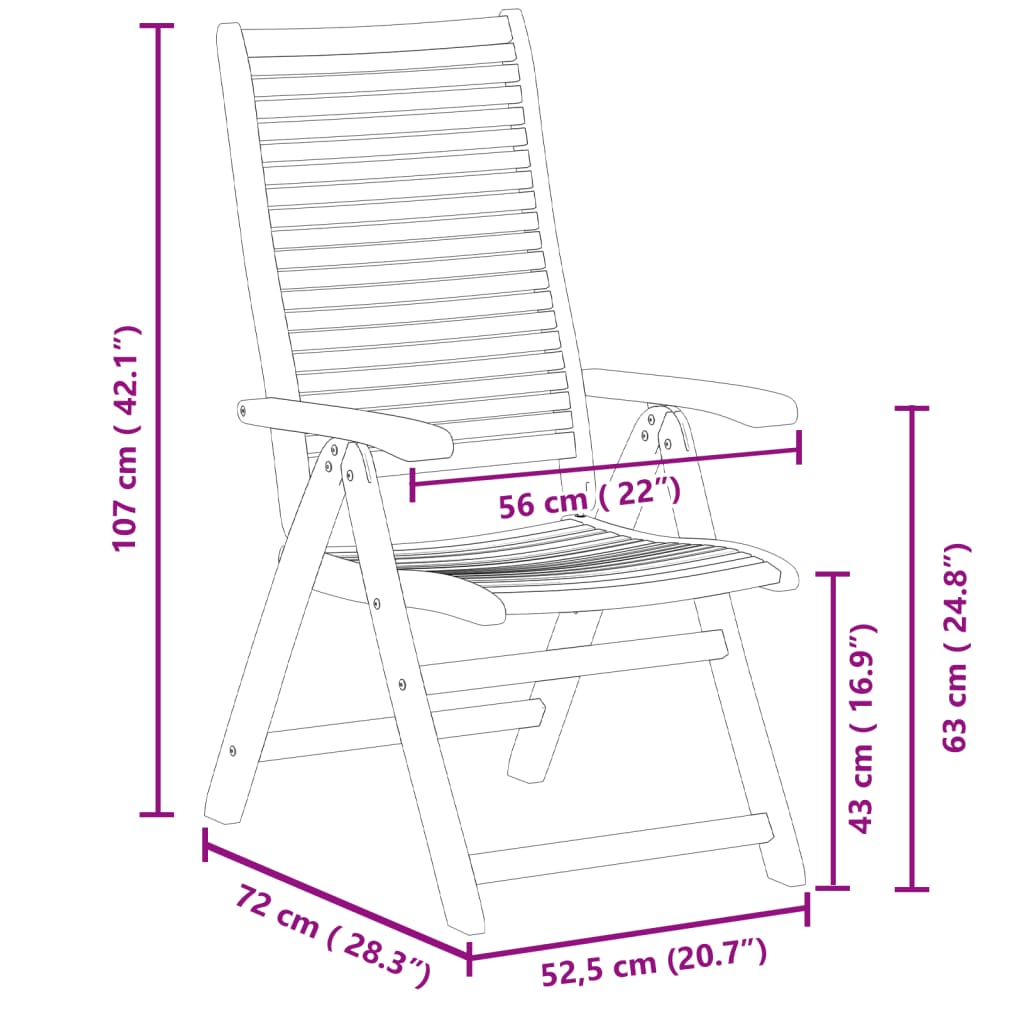 Tuinstoelen 6 st verstelbaar 56x72x107 cm massief acaciahout is nu te koop bij PeponiXL, paradijselijk wonen!