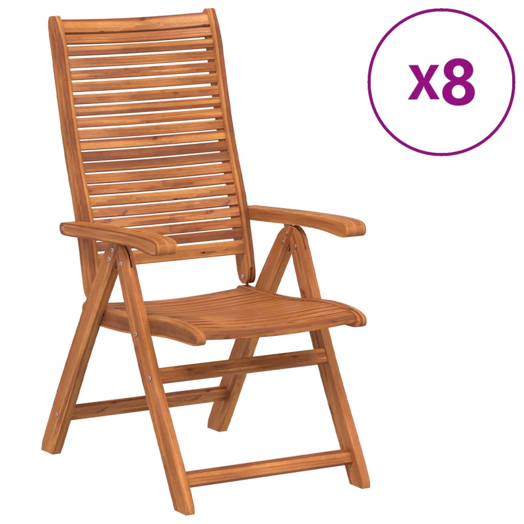 Tuinstoelen 8 st verstelbaar 56x72x107 cm massief acaciahout is nu te koop bij PeponiXL, paradijselijk wonen!