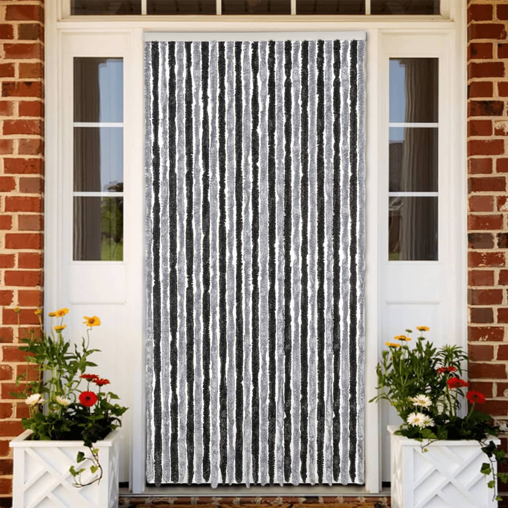 Vliegengordijn 118x220 cm chenille grijs en zwart is nu te koop bij PeponiXL, paradijselijk wonen!