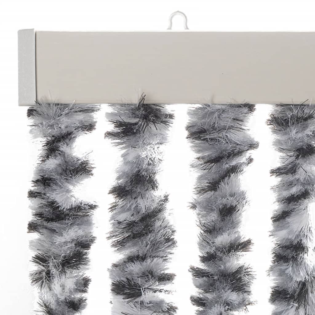 Vliegengordijn 118x220 cm chenille grijs en zwart-wit is nu te koop bij PeponiXL, paradijselijk wonen!