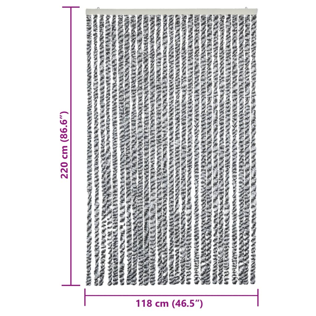 Vliegengordijn 118x220 cm chenille grijs en zwart-wit is nu te koop bij PeponiXL, paradijselijk wonen!