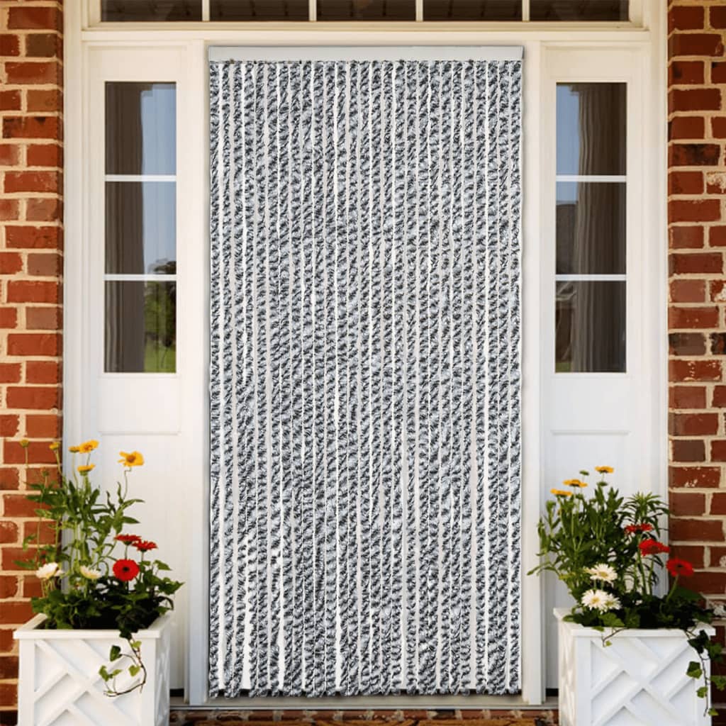 Vliegengordijn 118x220 cm chenille grijs en zwart-wit is nu te koop bij PeponiXL, paradijselijk wonen!
