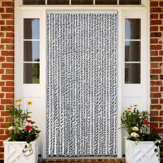Vliegengordijn 118x220 cm chenille grijs en zwart-wit is nu te koop bij PeponiXL, paradijselijk wonen!