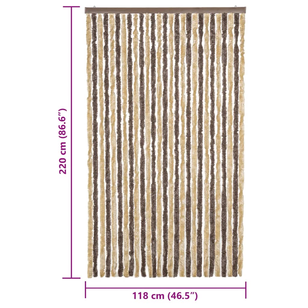 Vliegengordijn 118x220 cm chenille donkerbruin en beige is nu te koop bij PeponiXL, paradijselijk wonen!