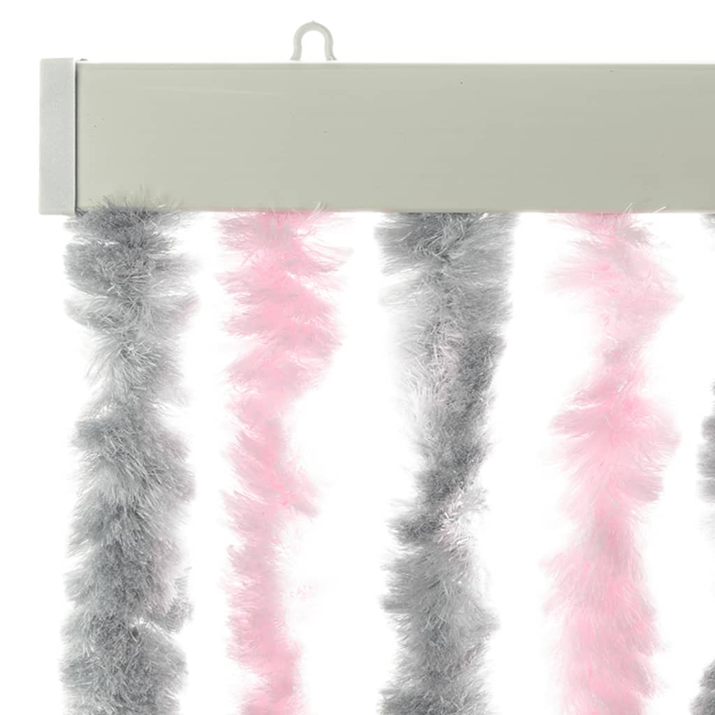 Vliegengordijn 118x220 cm chenille zilvergrijs en roze is nu te koop bij PeponiXL, paradijselijk wonen!