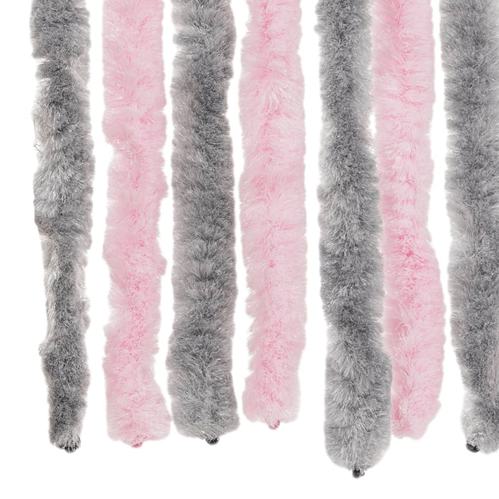 Vliegengordijn 118x220 cm chenille zilvergrijs en roze is nu te koop bij PeponiXL, paradijselijk wonen!