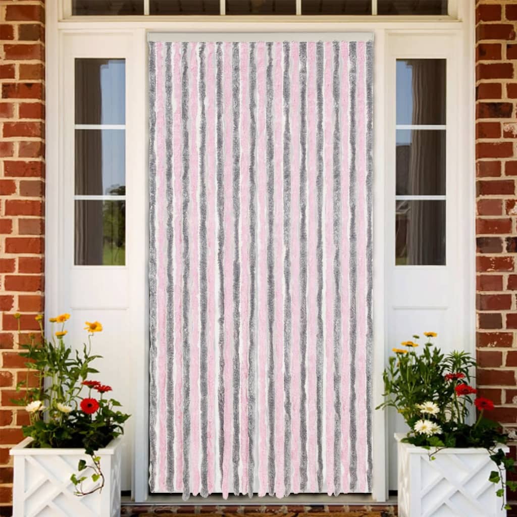 Vliegengordijn 118x220 cm chenille zilvergrijs en roze is nu te koop bij PeponiXL, paradijselijk wonen!