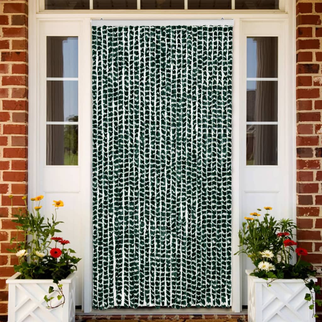 Vliegengordijn 118x220 cm chenille groen en wit is nu te koop bij PeponiXL, paradijselijk wonen!