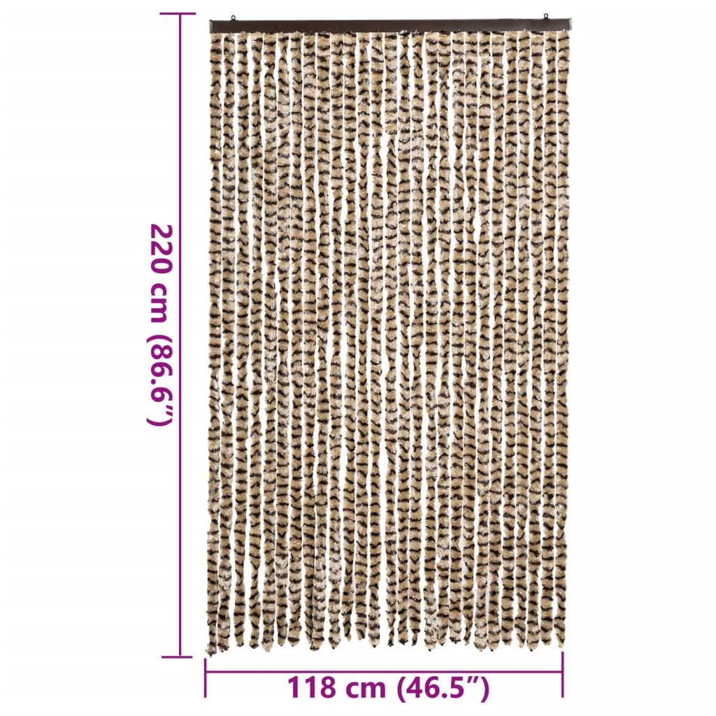 Vliegengordijn 118x220 cm chenille beige en bruin is nu te koop bij PeponiXL, paradijselijk wonen!