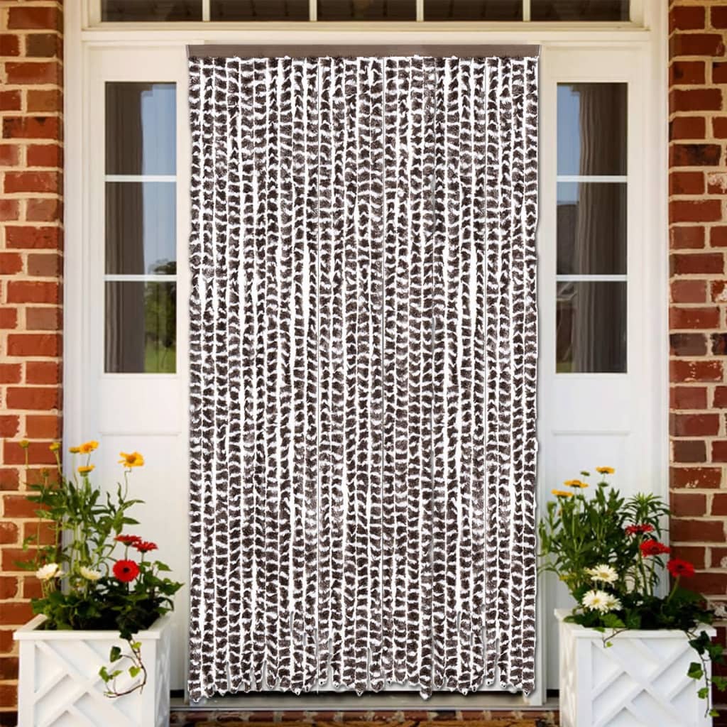 Vliegengordijn 118x220 cm chenille bruin en wit is nu te koop bij PeponiXL, paradijselijk wonen!