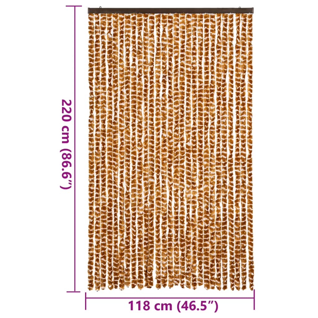 Vliegengordijn 118x220 cm chenille okerkleurig en wit is nu te koop bij PeponiXL, paradijselijk wonen!