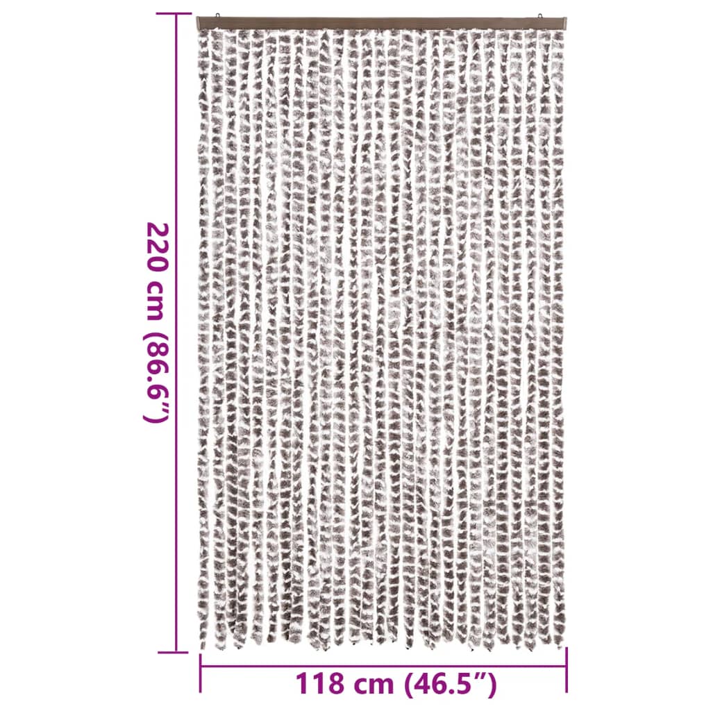 Vliegengordijn 118x220 cm chenille taupe en wit is nu te koop bij PeponiXL, paradijselijk wonen!