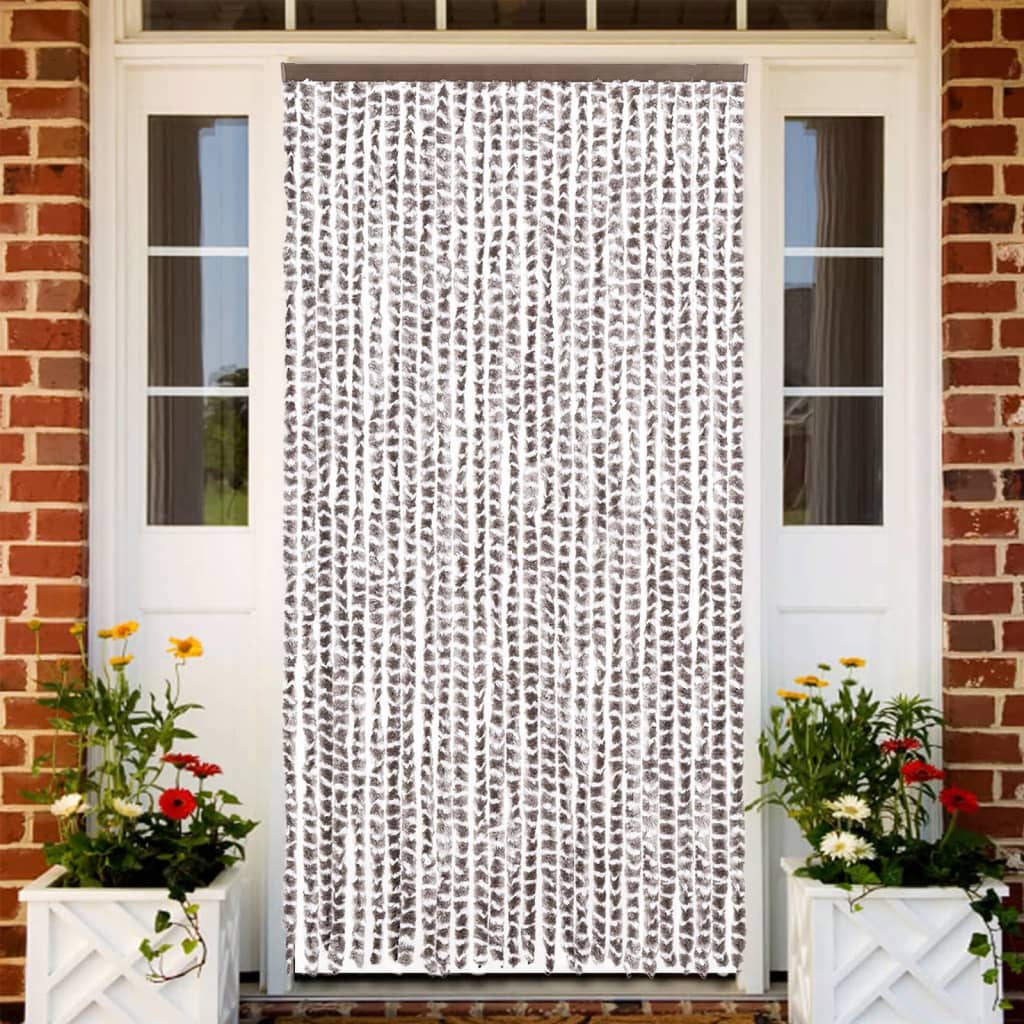 Vliegengordijn 118x220 cm chenille taupe en wit is nu te koop bij PeponiXL, paradijselijk wonen!