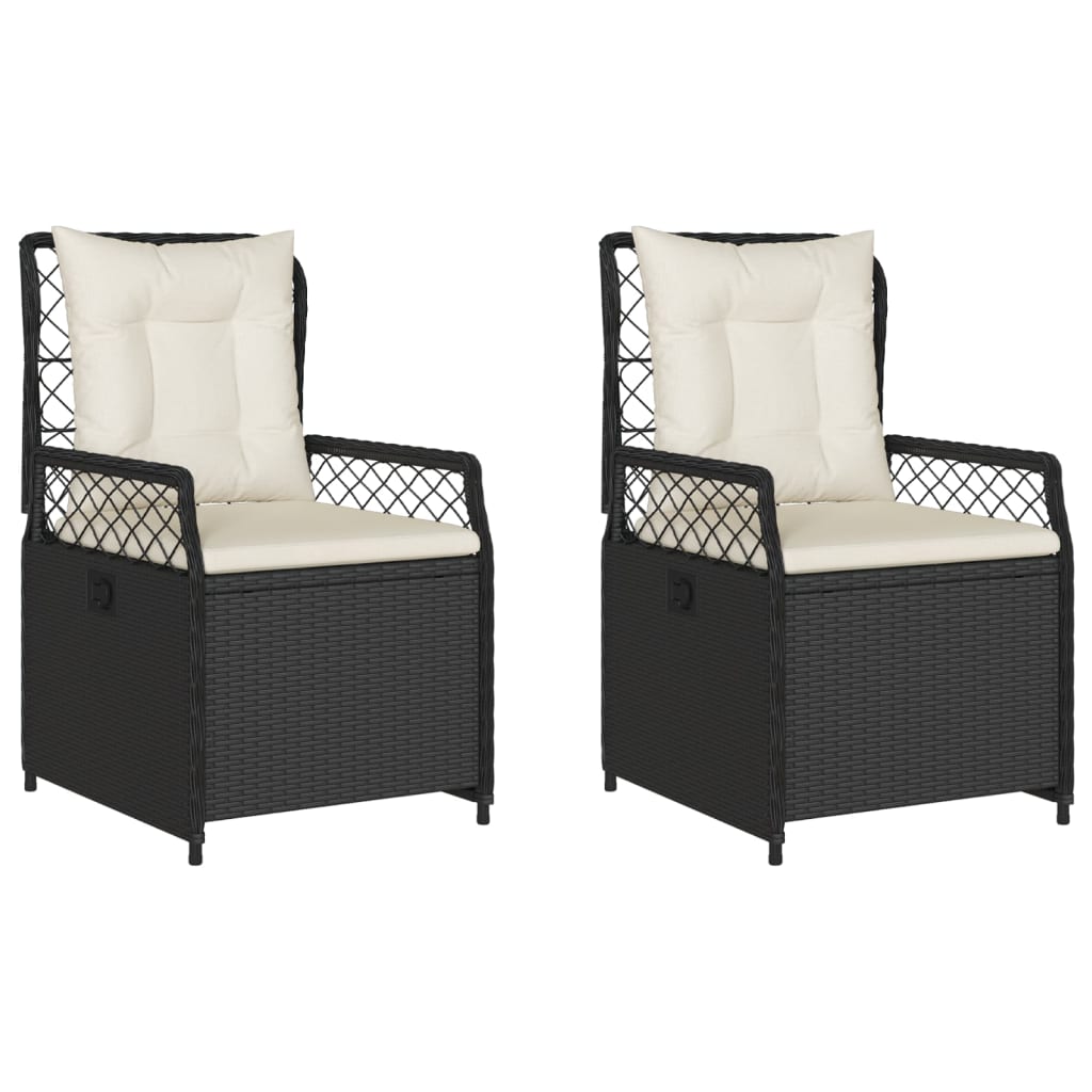 Tuinstoelen 2 st verstelbaar poly rattan zwart is nu te koop bij PeponiXL, paradijselijk wonen!