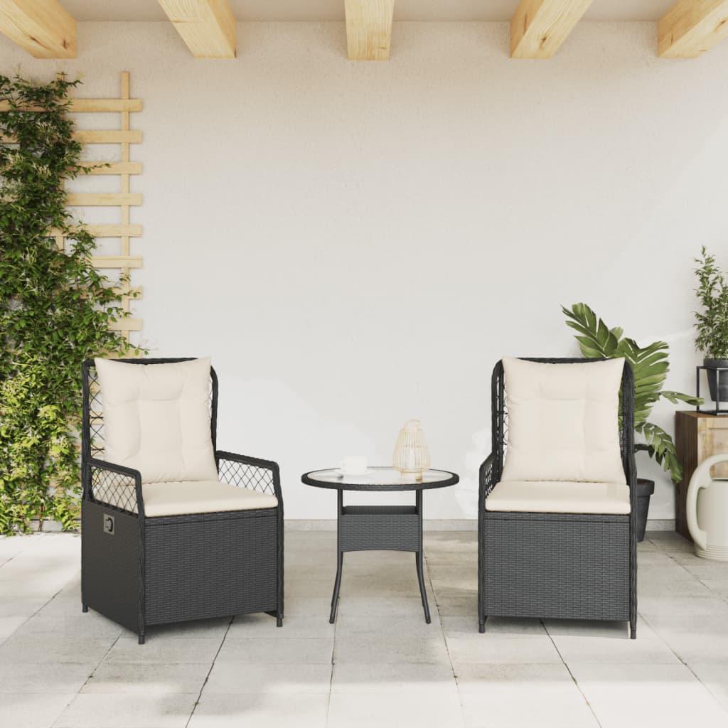 Tuinstoelen 2 st verstelbaar poly rattan zwart is nu te koop bij PeponiXL, paradijselijk wonen!