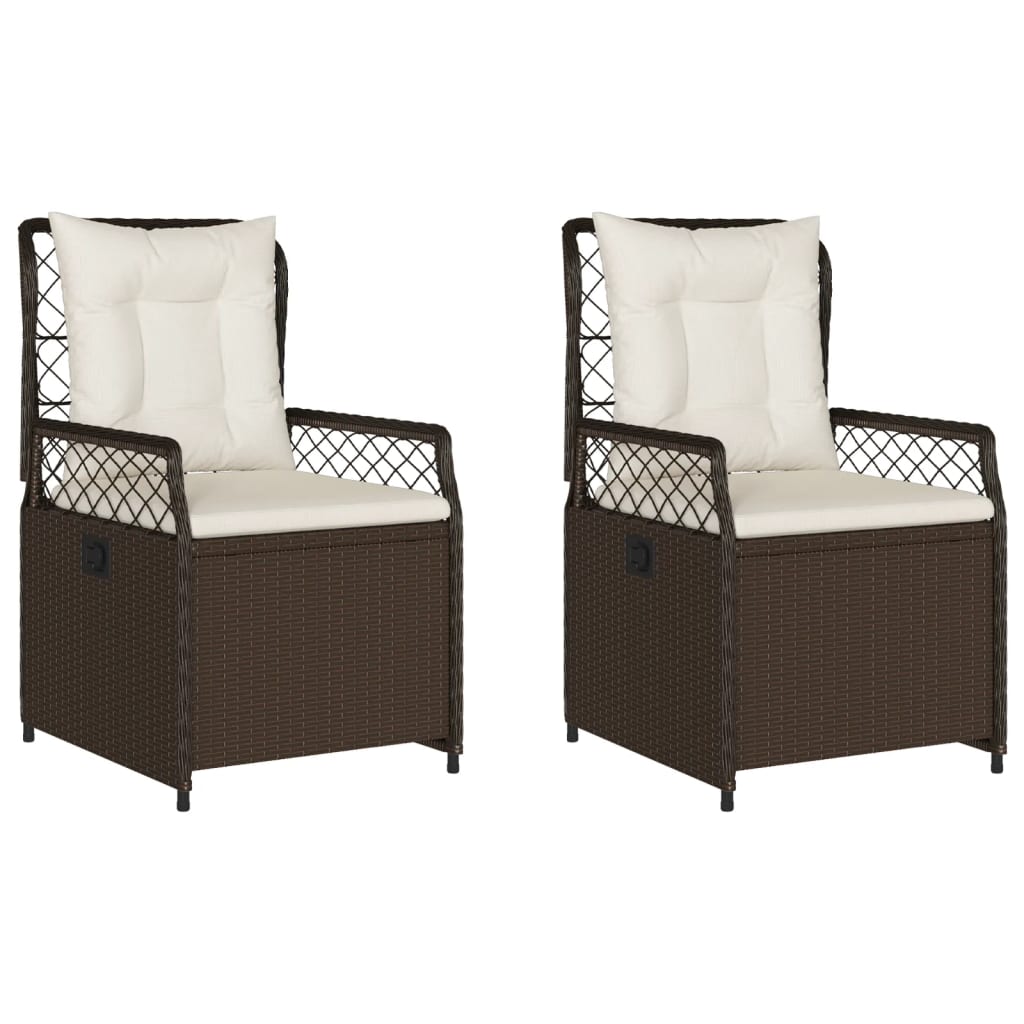 Tuinstoelen 2 st verstelbaar poly rattan bruin is nu te koop bij PeponiXL, paradijselijk wonen!